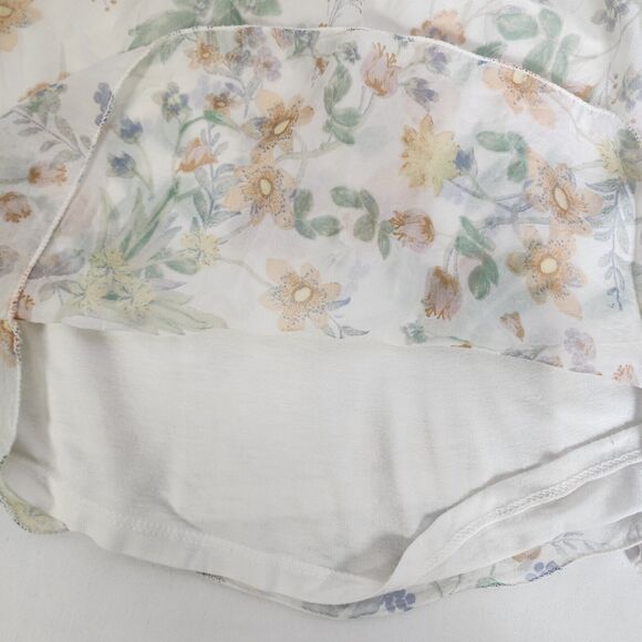 GIUSY Womens Blouse Small 100% Silk Floral Top Cold Shoulder Sheer Sleeve Italy - Picture 11 of 14